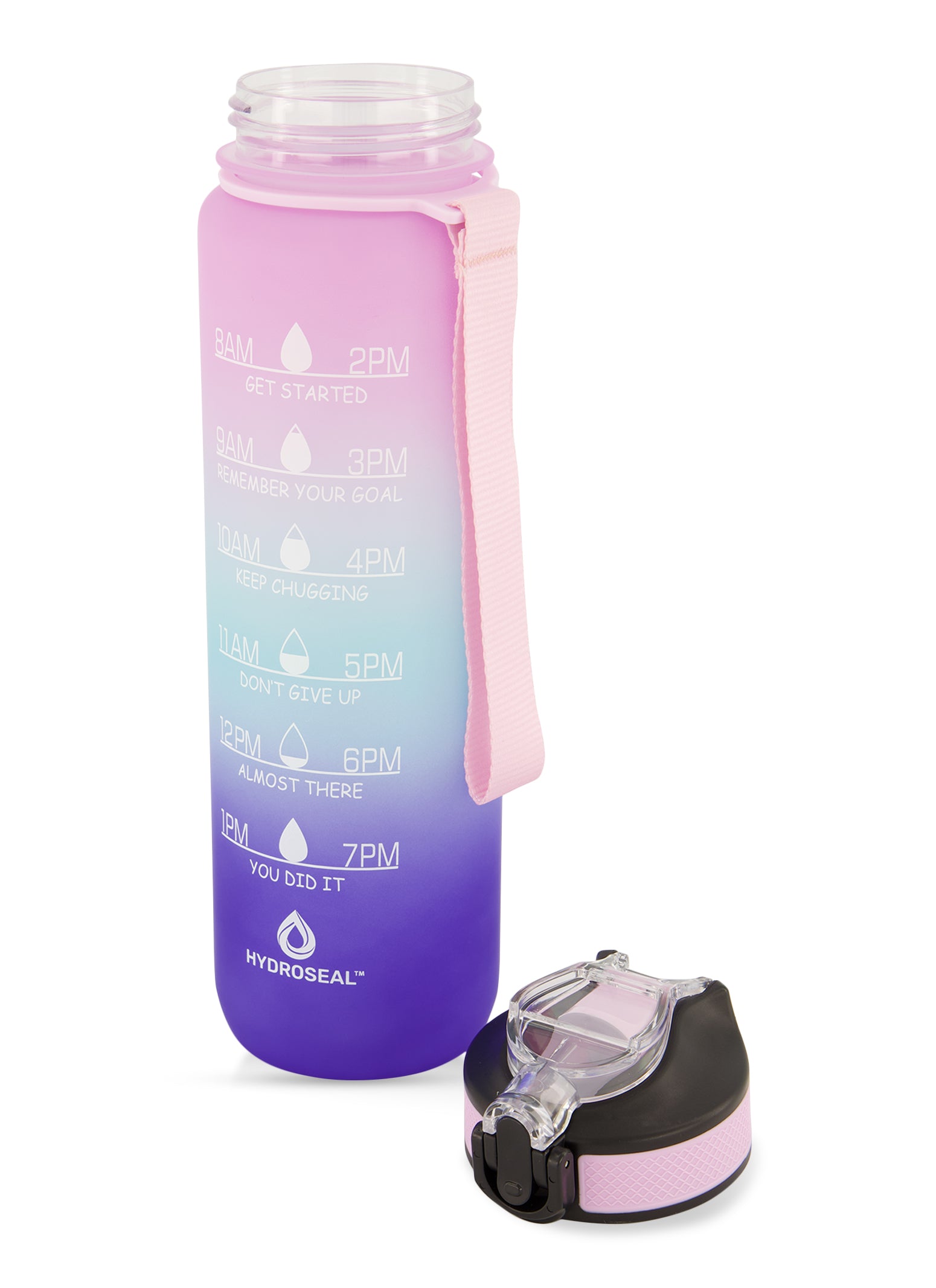 Ombre Motivational Flip Straw Water Bottle - Pink