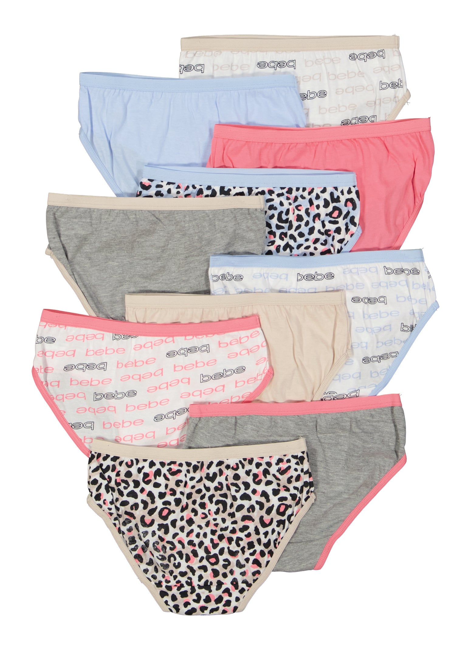 Girls Bebe 10 Pack Animal Print Panties