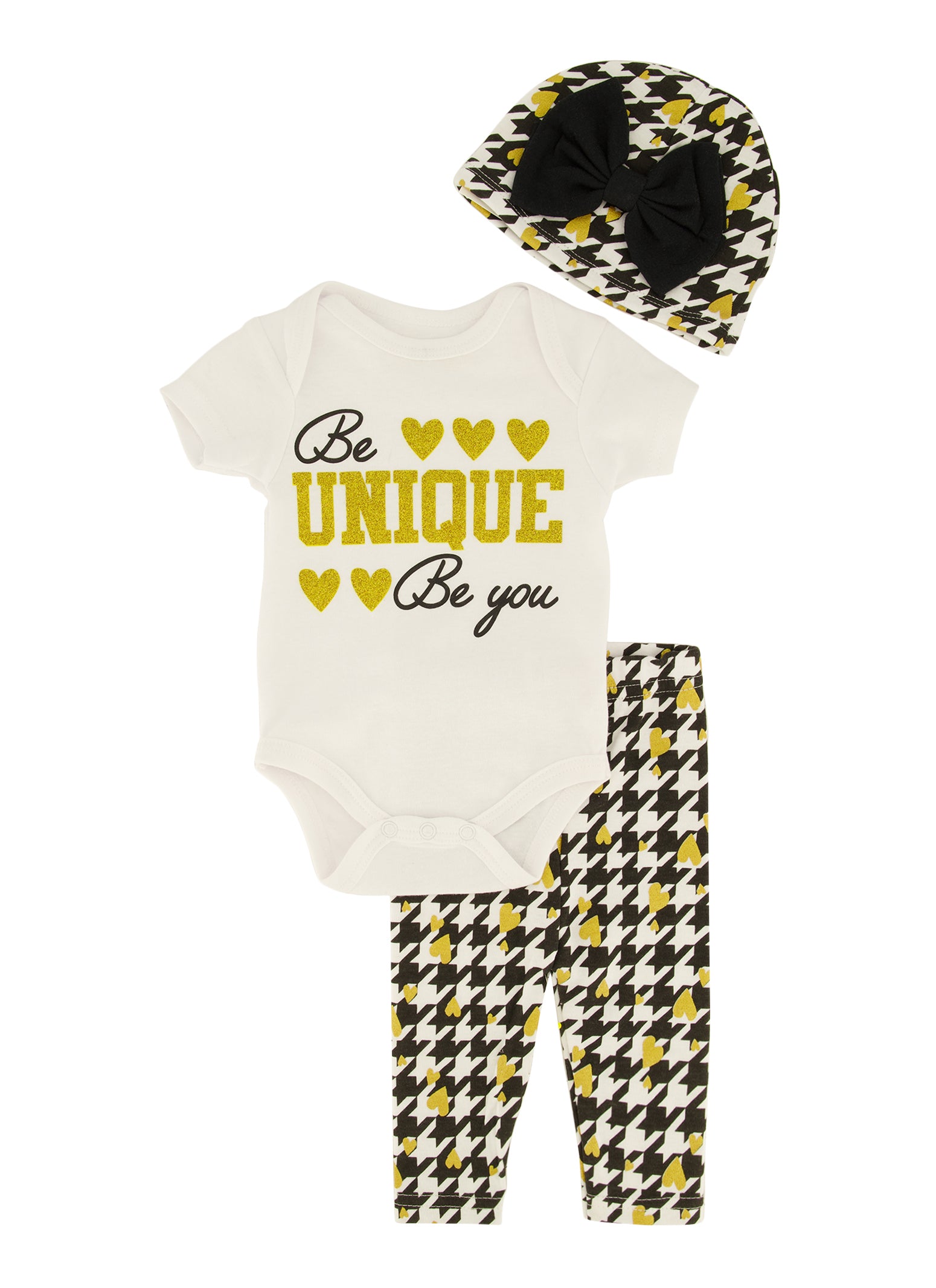 Baby Girls 09M Be Unique Be You Bodysuit and Houndstooth Leggings Set