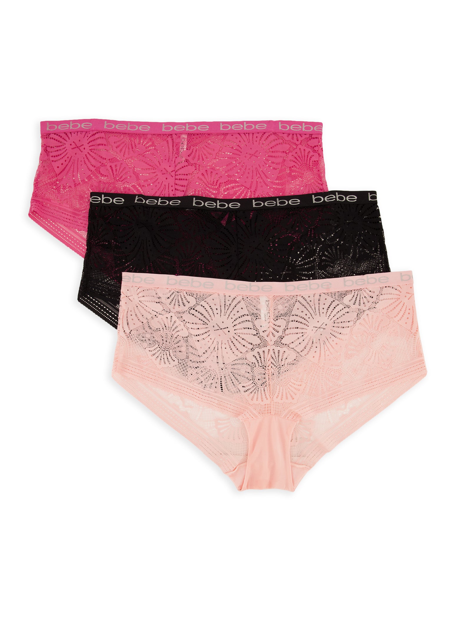 Plus Size Bebe 3 Pack Lace Panties