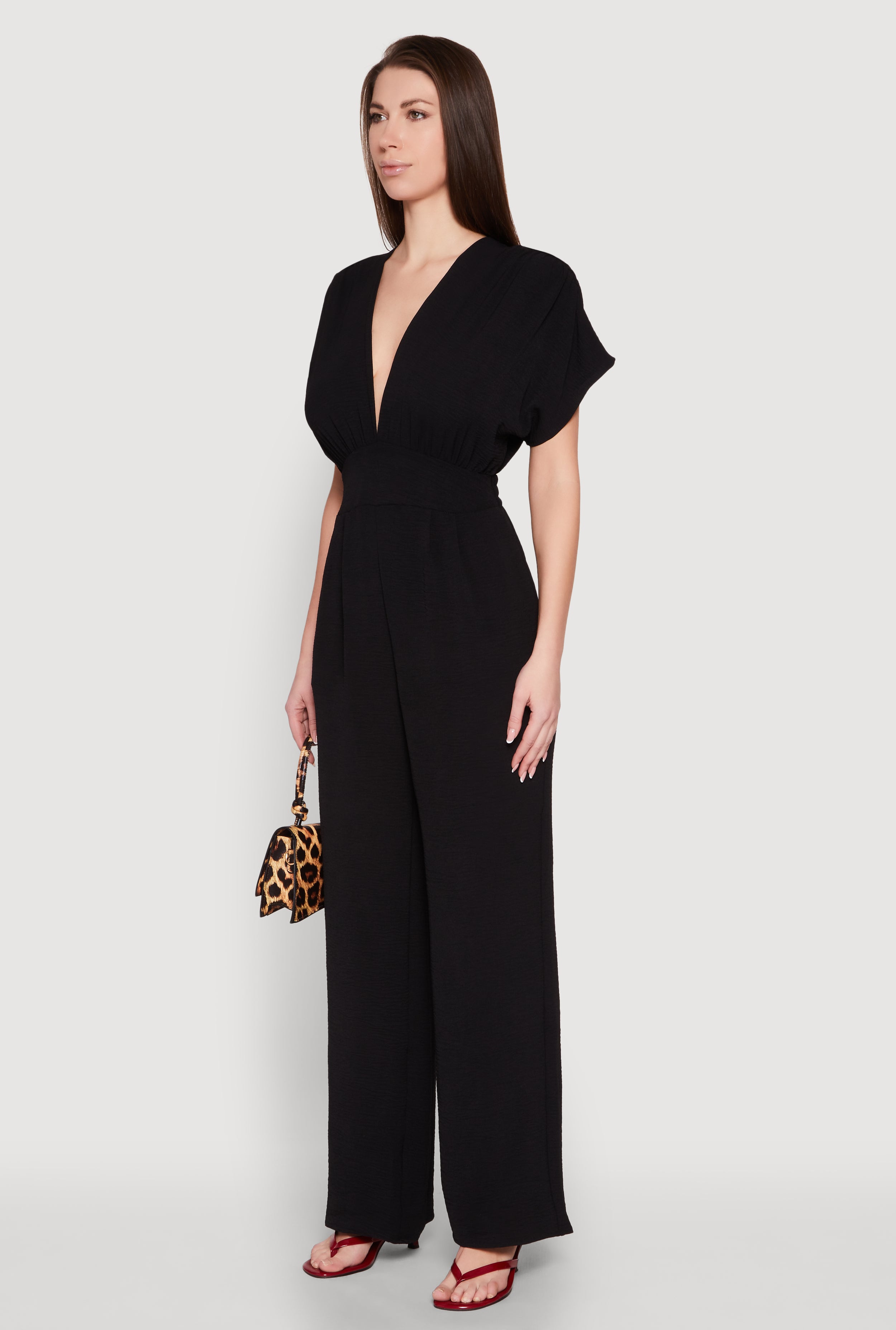 Airy Dolman Sleeve Plunge Jumpsuit