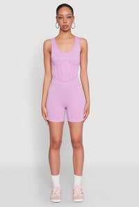 Mineral Wash Corset Detail Biker Romper