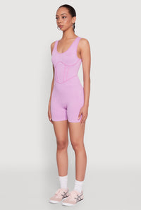 Mineral Wash Corset Detail Biker Romper