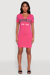 Brooklyn New York Graphic Short Sleeve T Shirt Dress