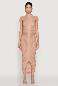 Shadow Striped Knit Midi Dress