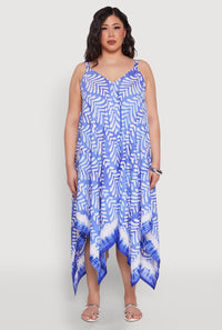 Plus Size Printed Sharkbite Hem Dress