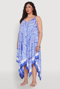 Plus Size Printed Sharkbite Hem Dress
