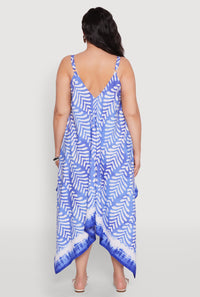 Plus Size Printed Sharkbite Hem Dress