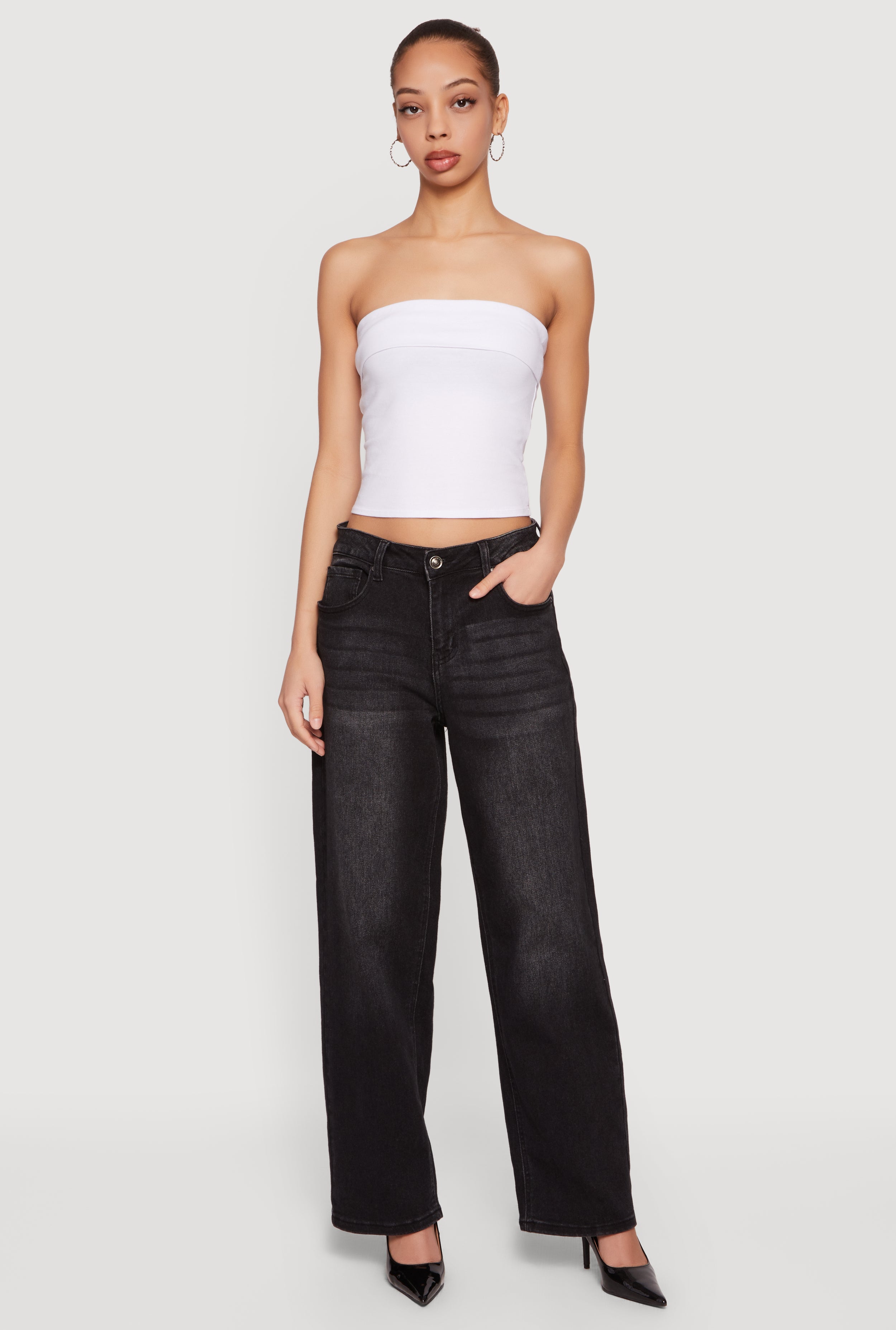 Cropped Fold Over Tube Top
