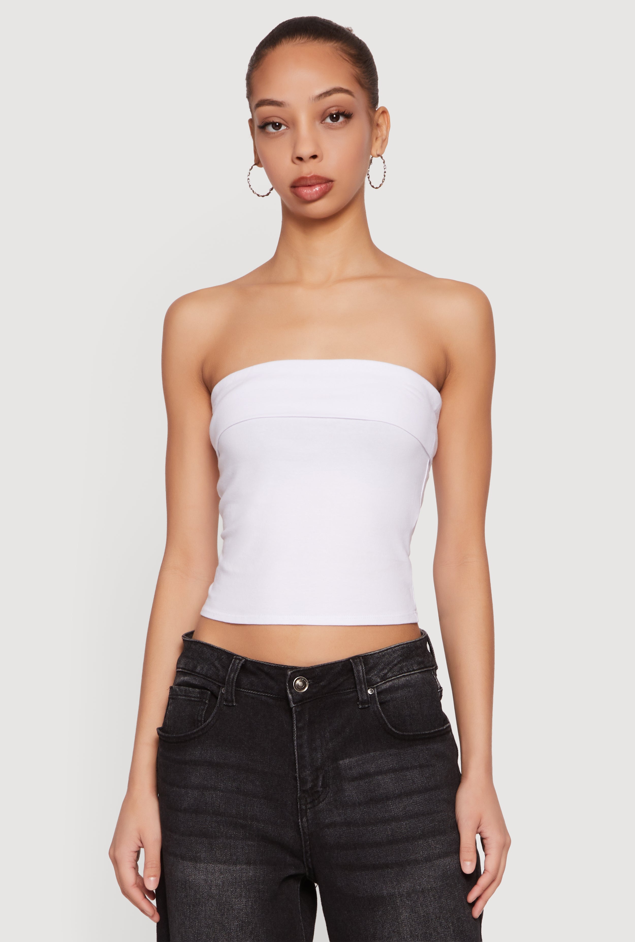 Cropped Fold Over Tube Top