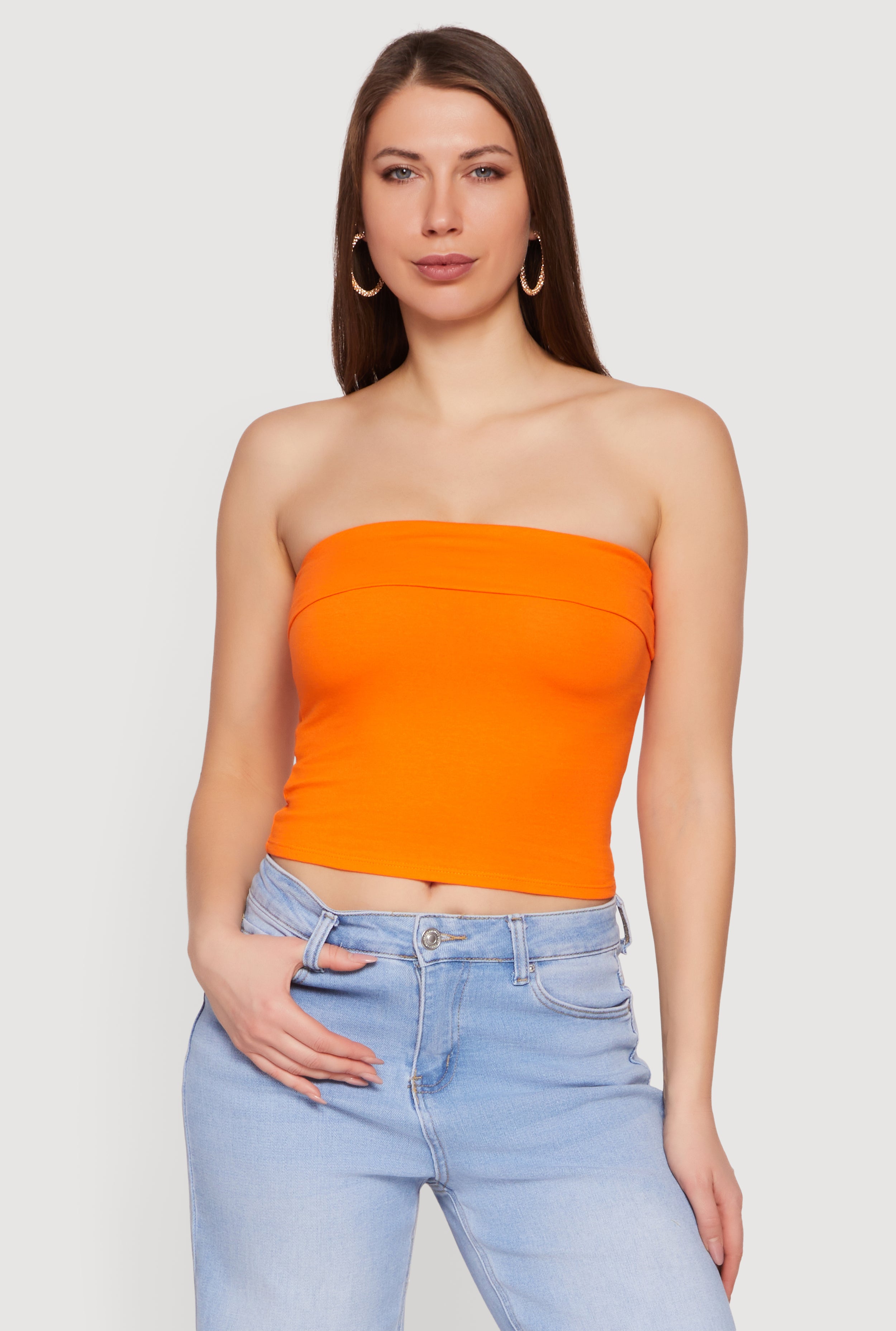 Cropped Fold Over Tube Top