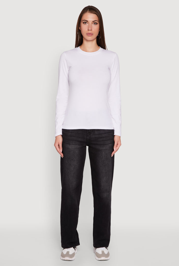 Long Sleeve Basic Crew Neck T Shirt