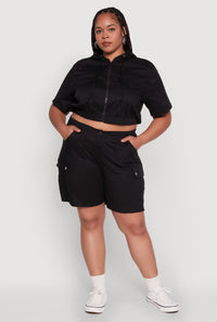 Plus Size Stylish High Waisted Cargo Shorts