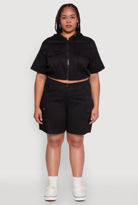 Plus Size Stylish High Waisted Cargo Shorts