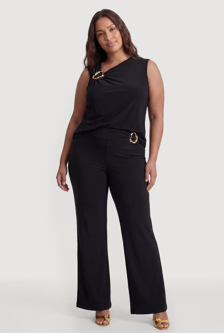 plus size black dress pants flare Black Plus Size Pants