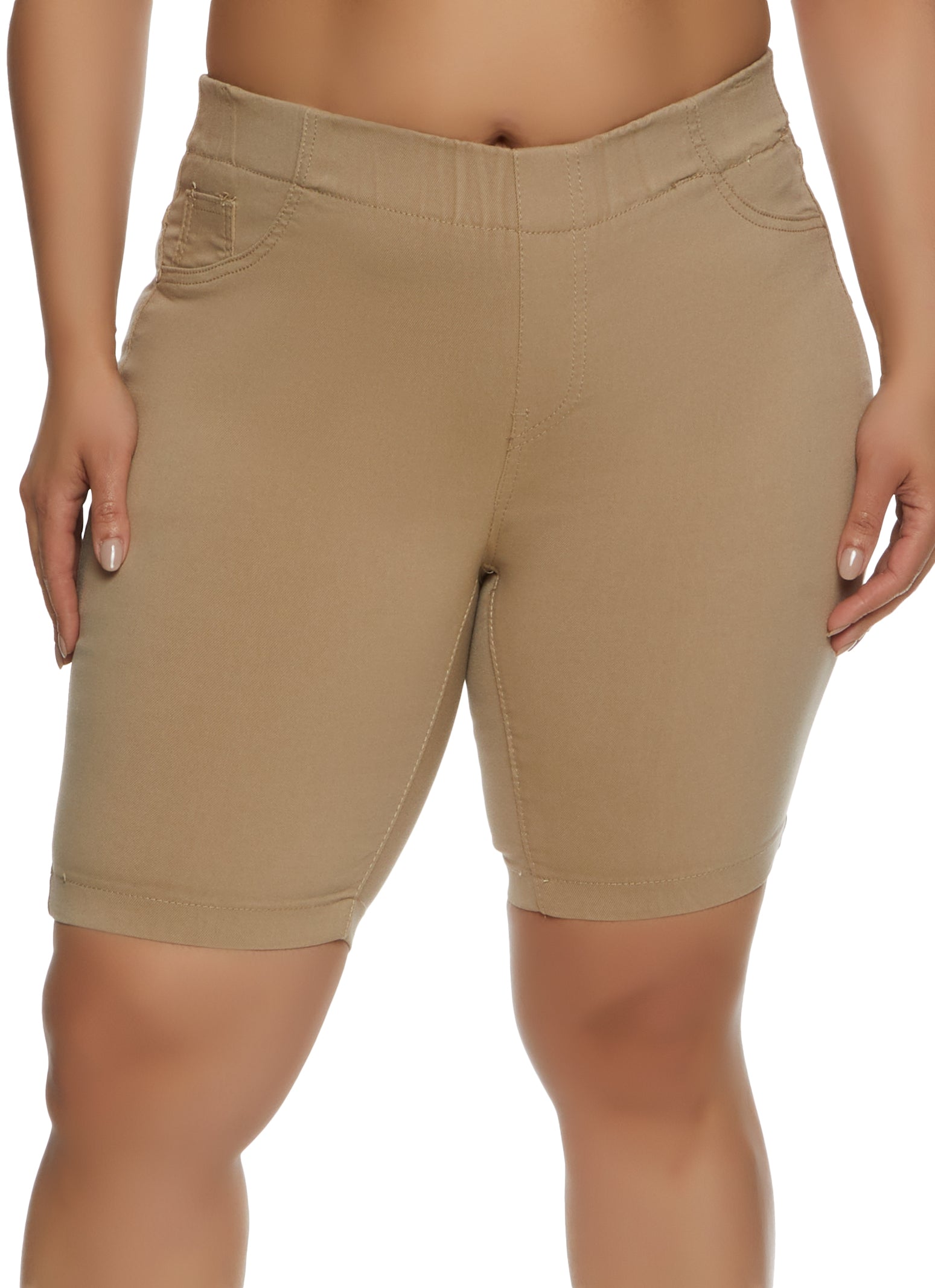 Plus Size Hyperstretch Pull On Bermuda Shorts khaki