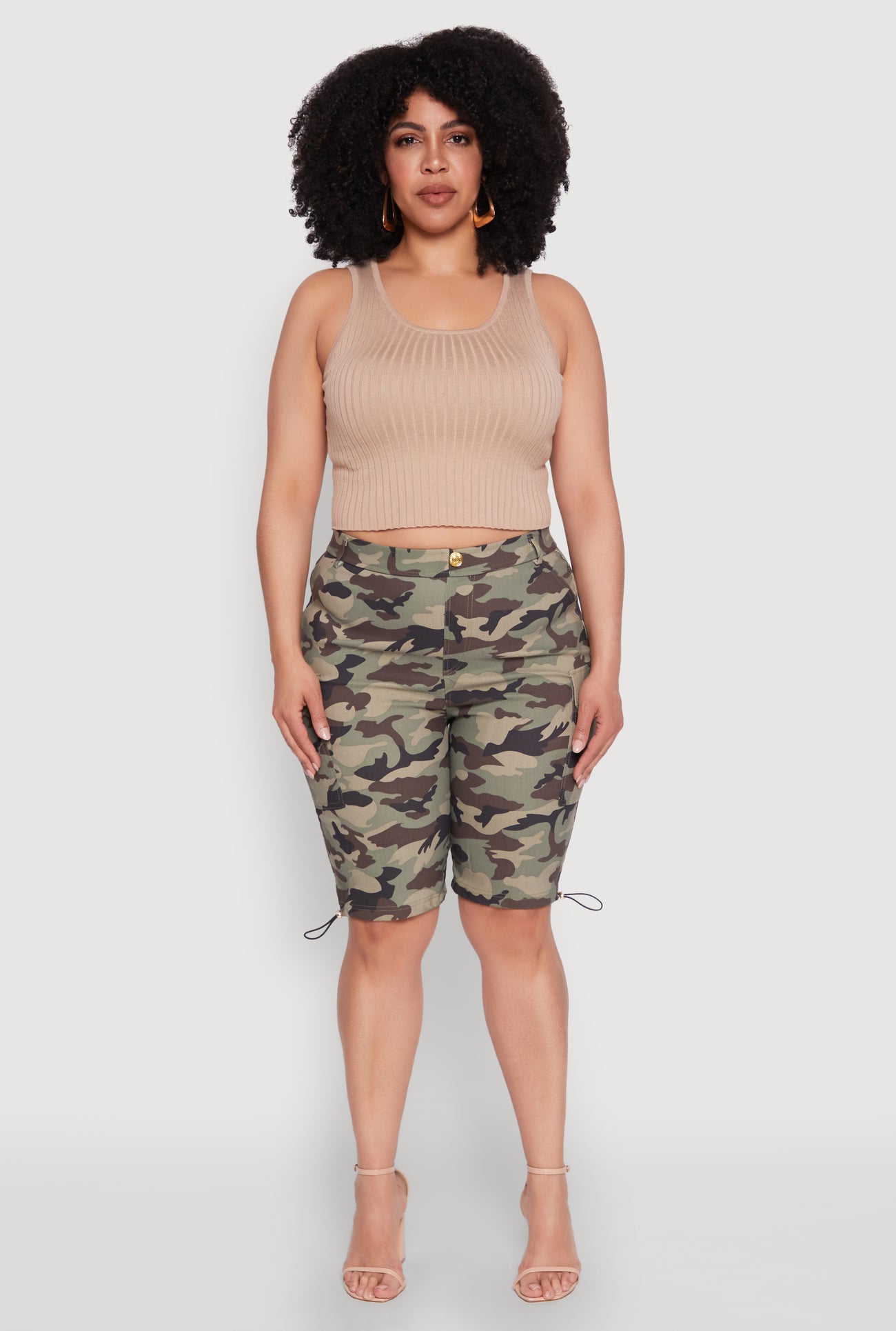 Plus Size Hyper Stretch Cargo Bermuda Shorts