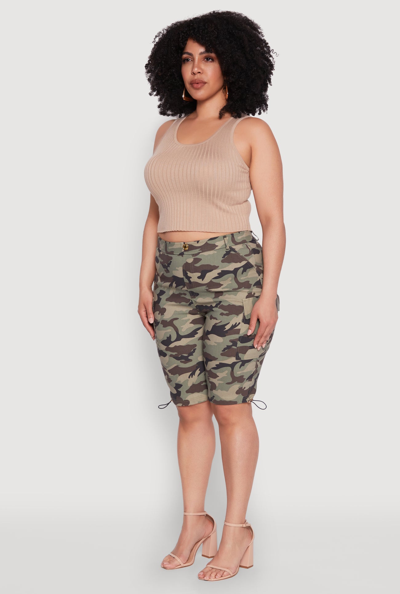 Plus Size Hyper Stretch Cargo Bermuda Shorts