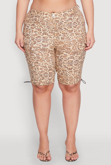 Plus Size Hyper Stretch Cargo Bermuda Shorts