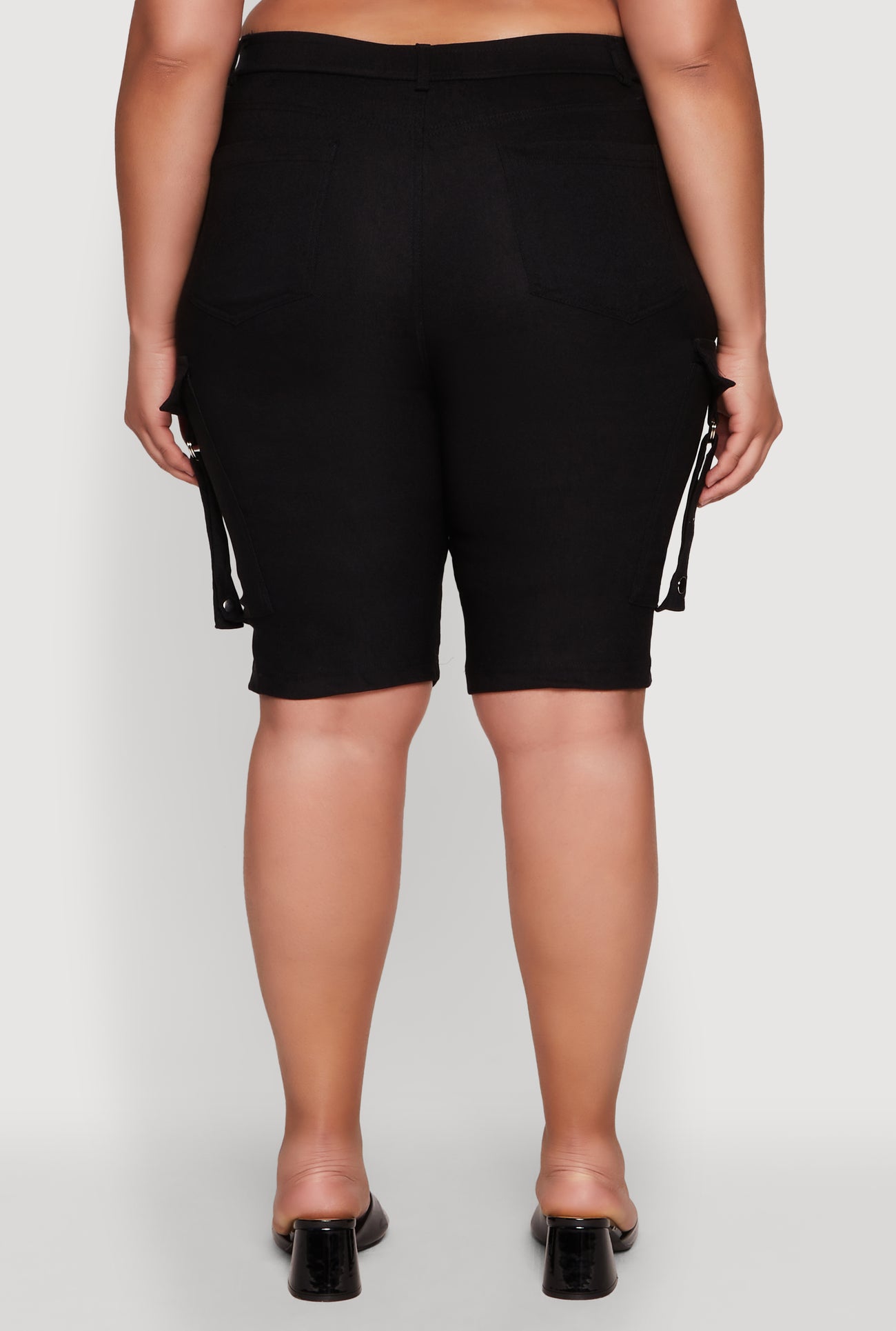 Plus Size Trendy High Waisted Bermuda Shorts with Cargo Pockets