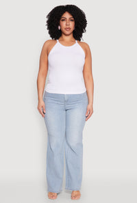 Plus Size Seamless Ribbed Rhinestone Trim Cami