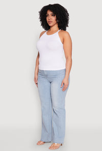 Plus Size Seamless Ribbed Rhinestone Trim Cami