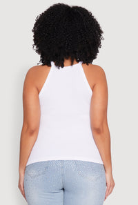 Plus Size Seamless Ribbed Rhinestone Trim Cami