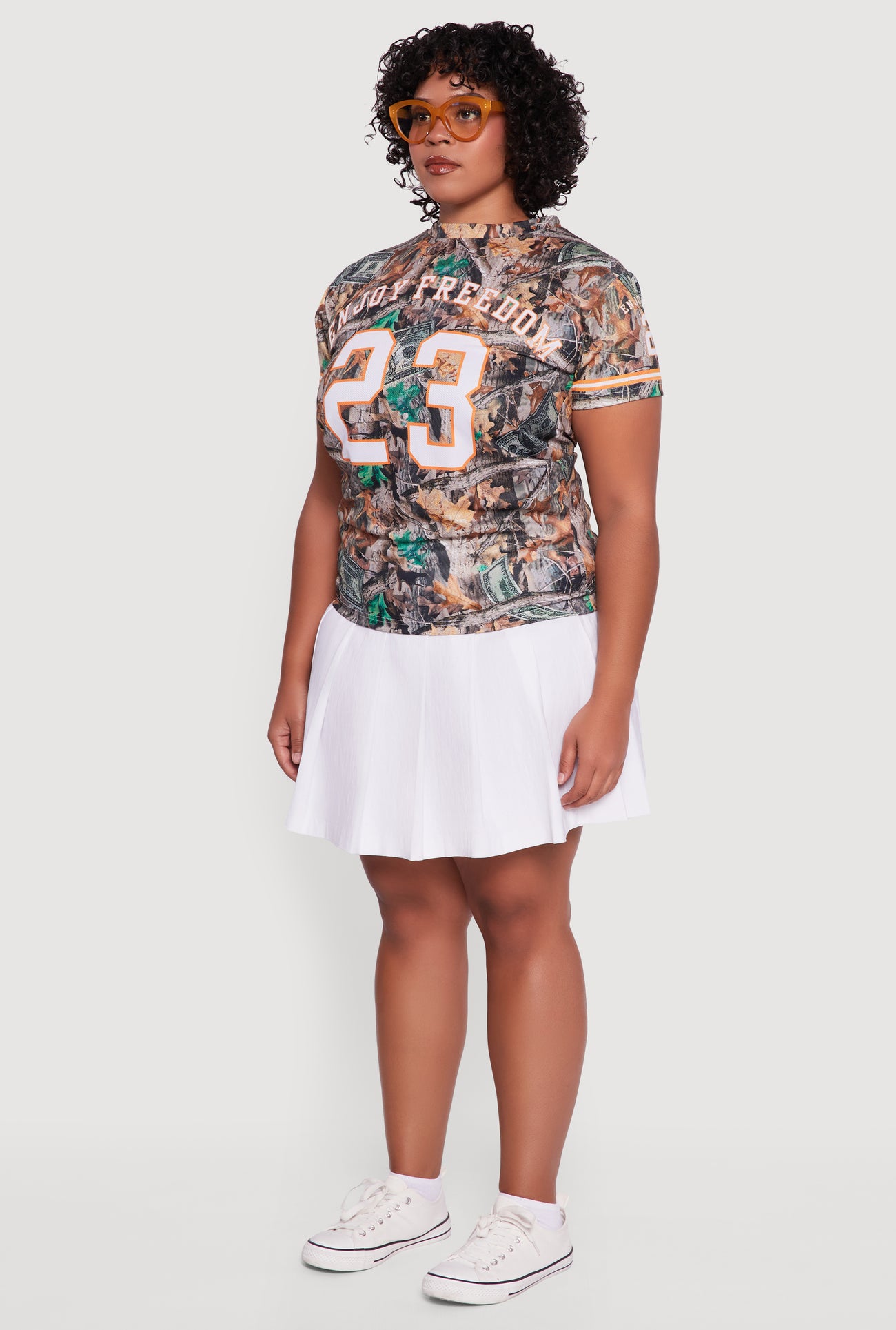 Plus Size Hunter Camo Enjoy Freedom 23 Graphic Tee