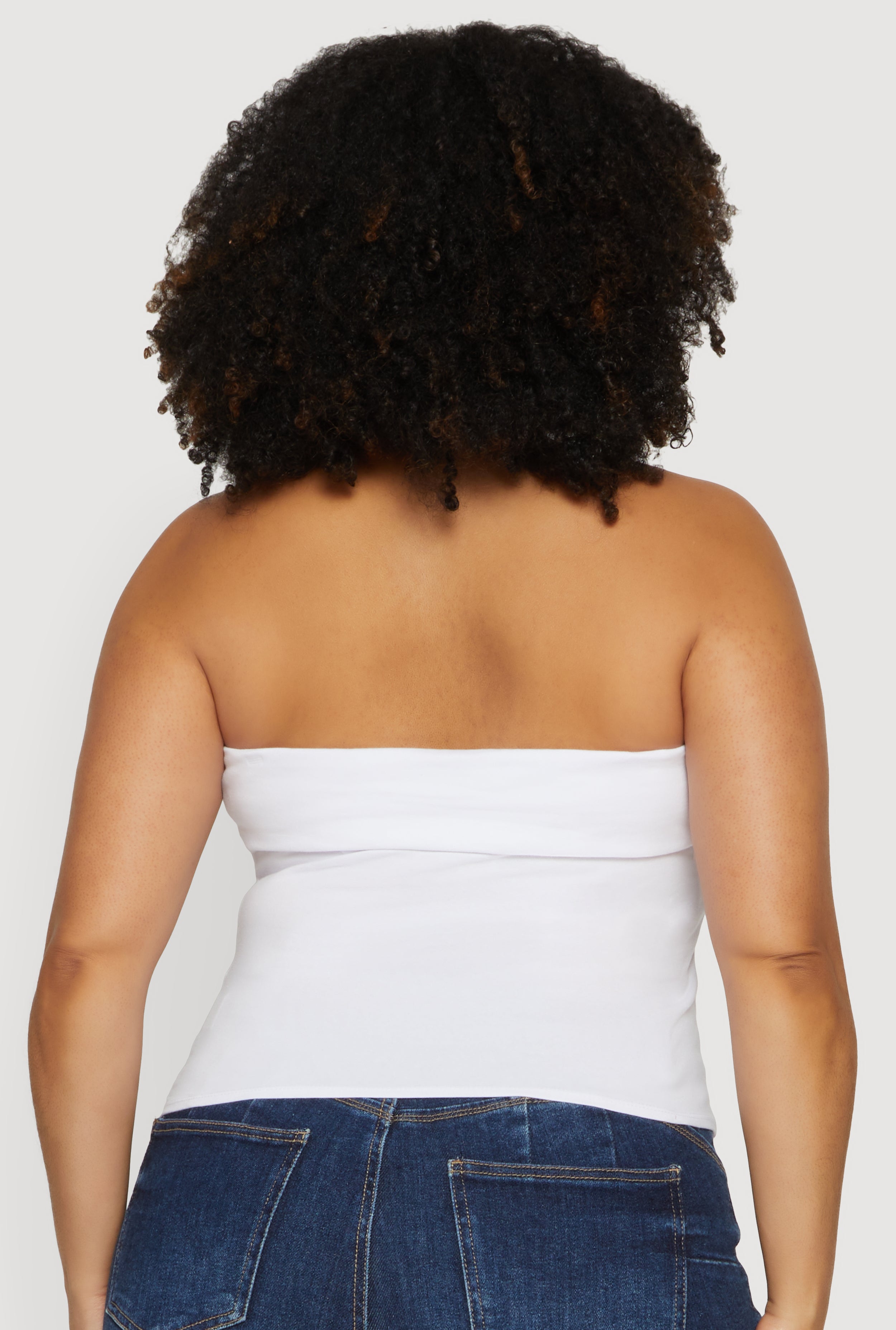 Plus Size Solid Fold Over Tube Top