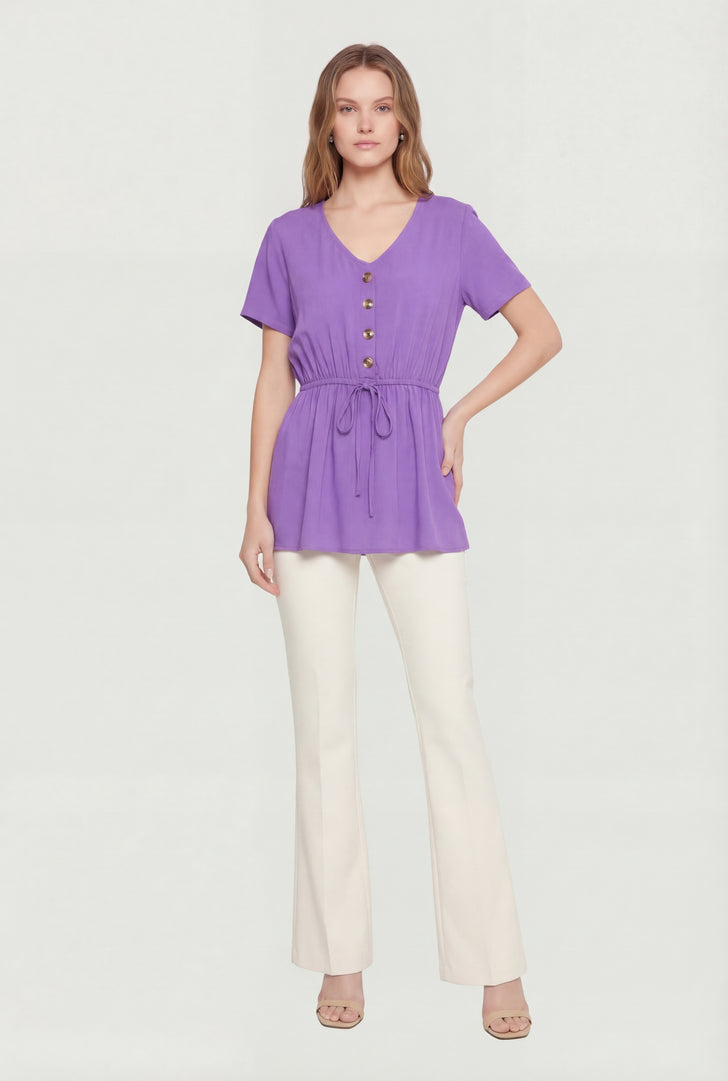 knee length dresses for ladies Amerika Twist Neck Top | Purple | Womens