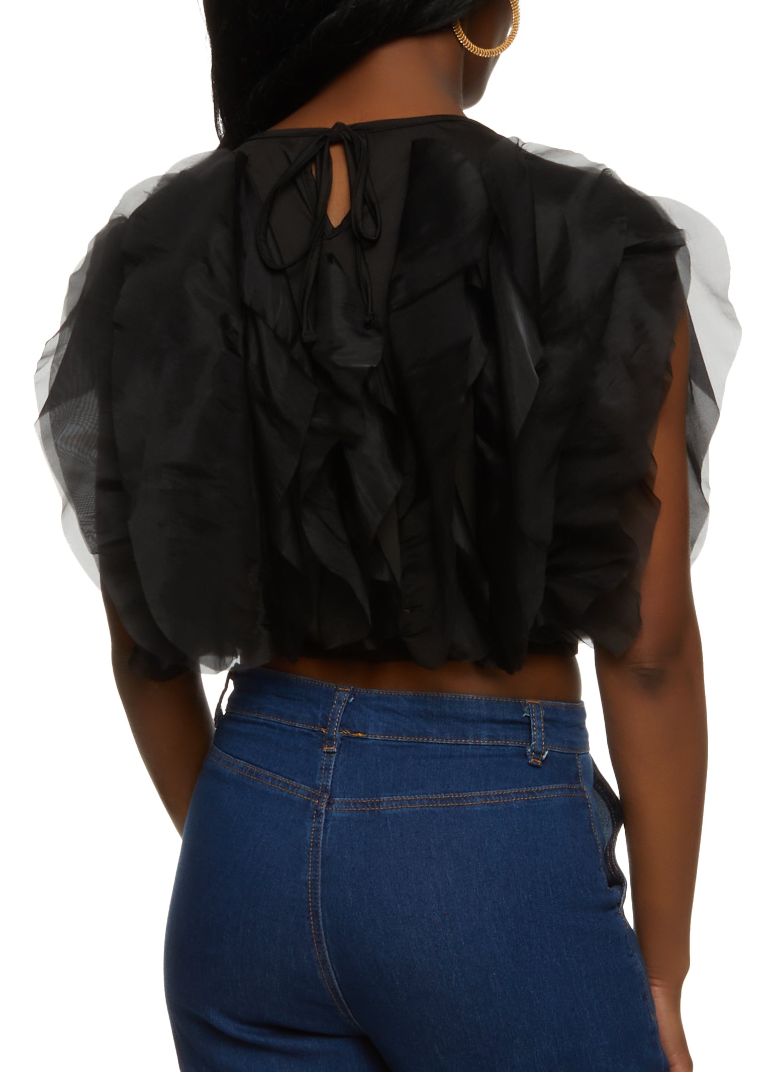 Organza Trim Crop Top