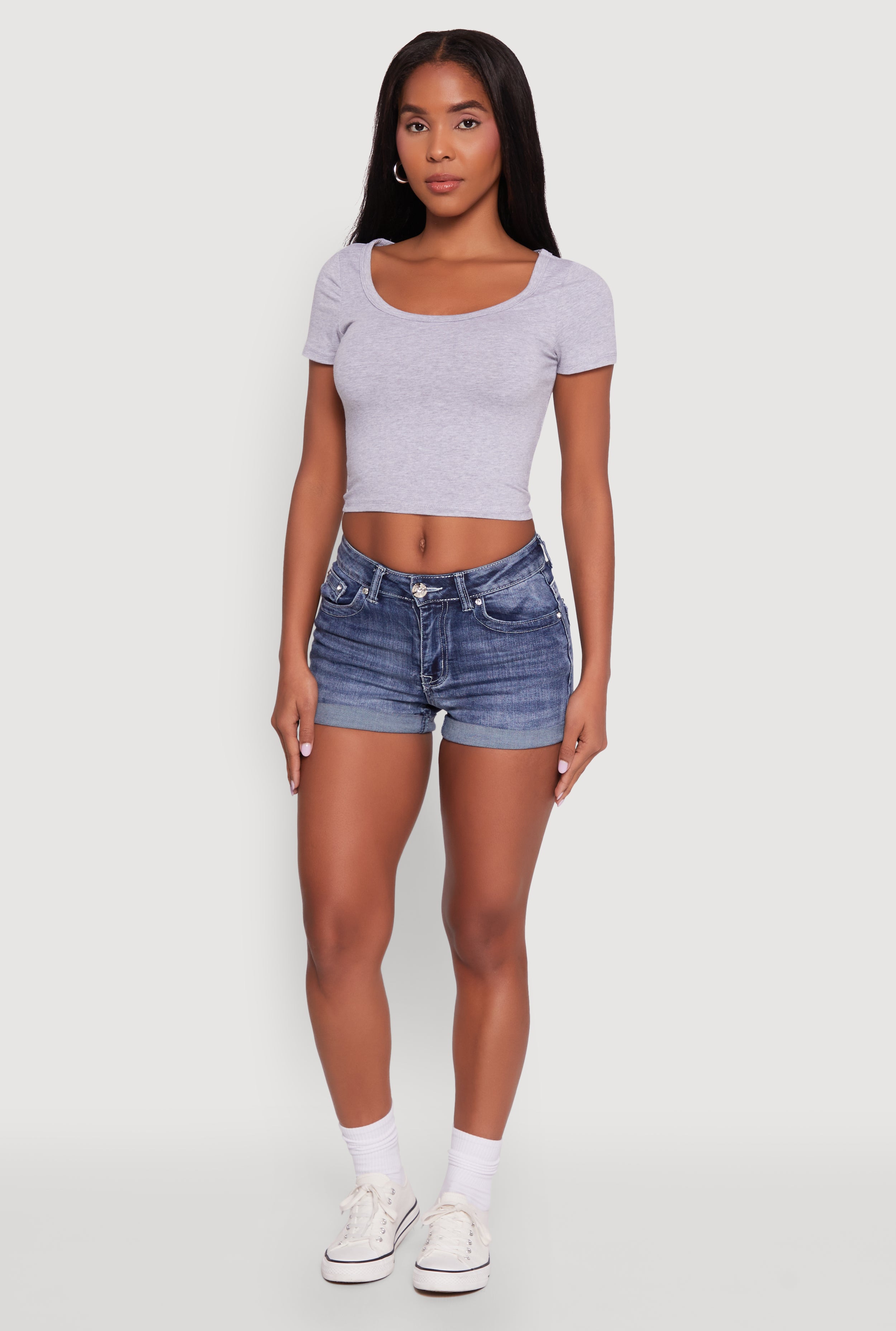 Ambiance Classic Fit Scoop Neck Short Sleeve Cropped Tee
