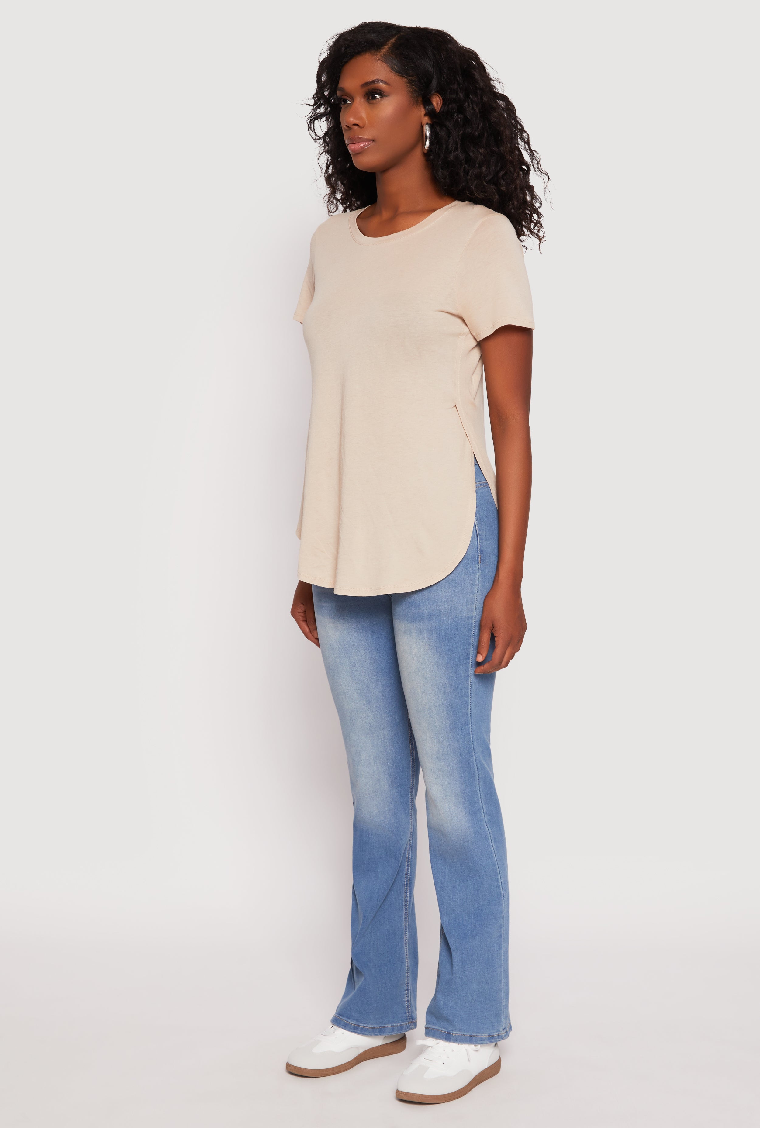 Side Slit High Low Hem Tee