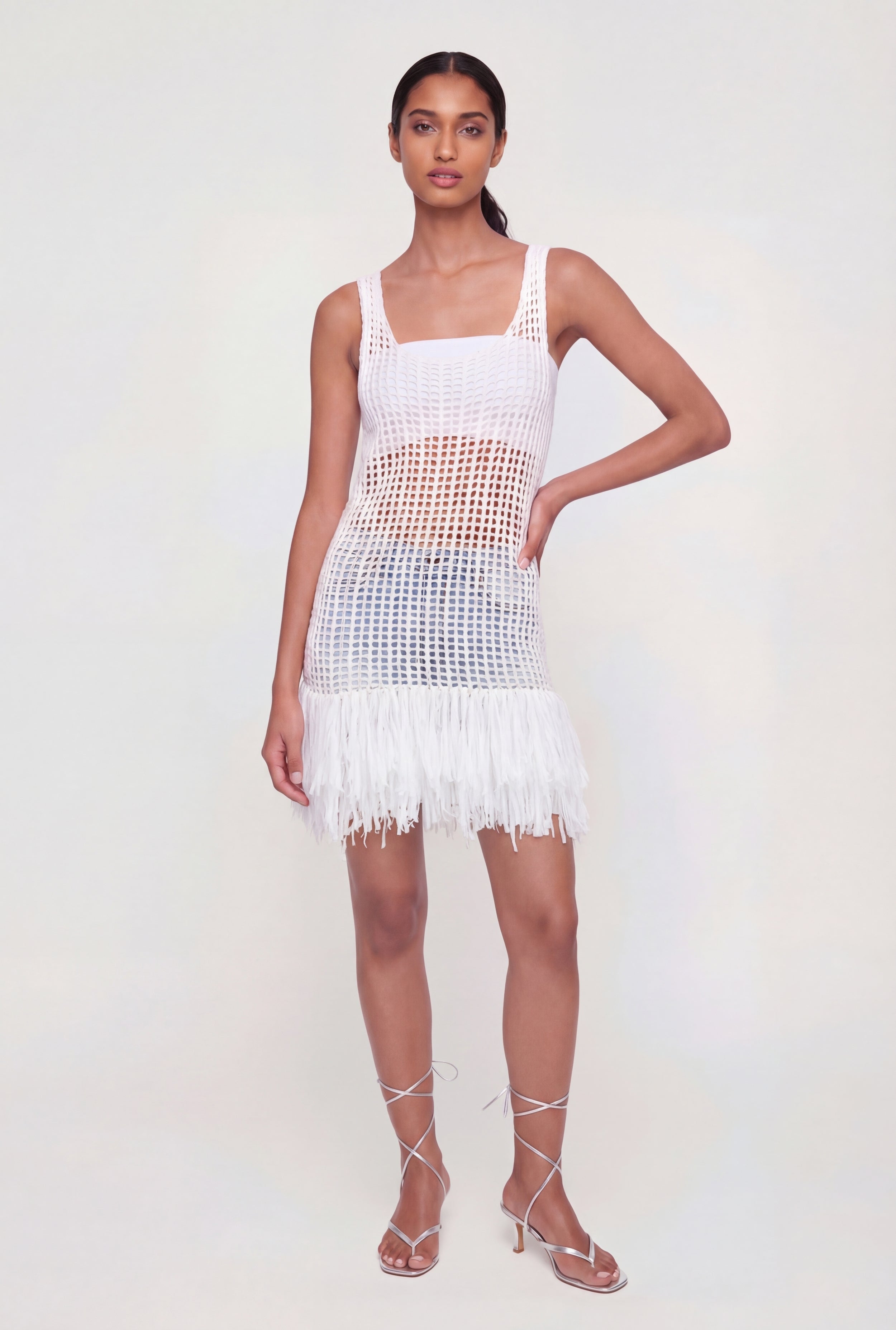 CLANE♡COLOR LINE SHEER NO SLEEVE TOPS CLANE - COLOR LINE SHEER LONG SLEEVE TOPS - BEIGE | ADDICT WEB SHOP