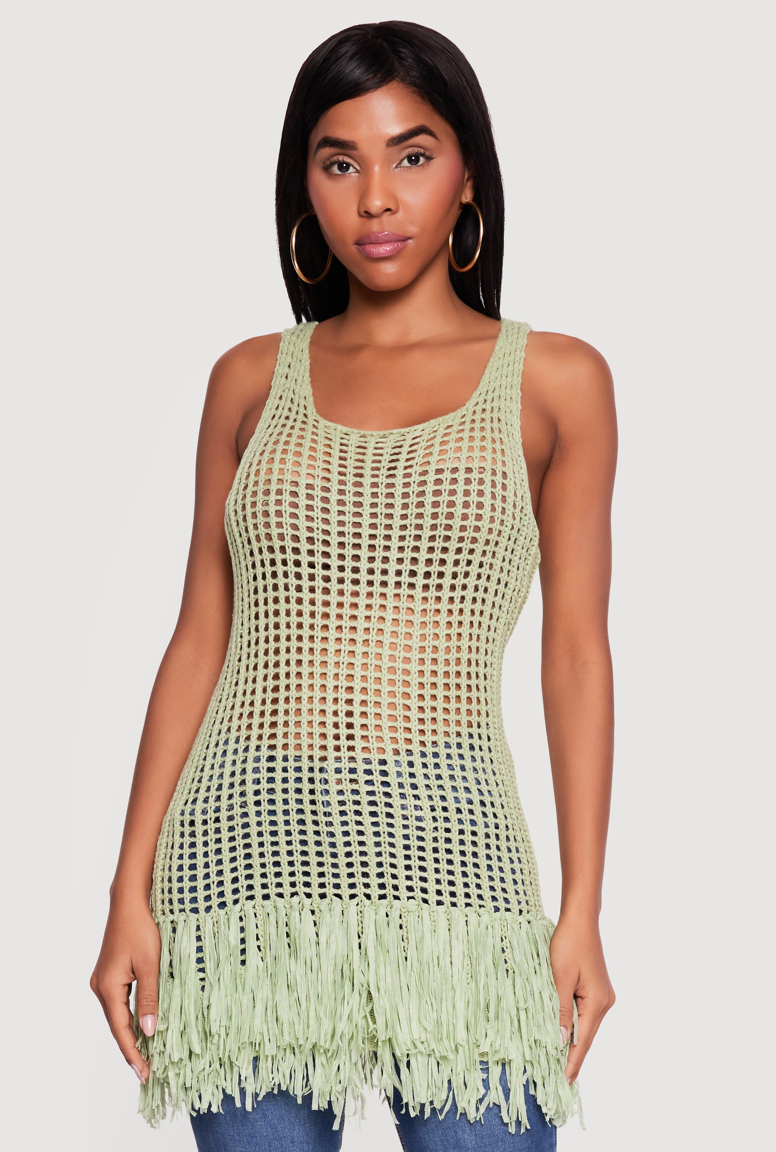 Crochet Fringe Hem Tank Top