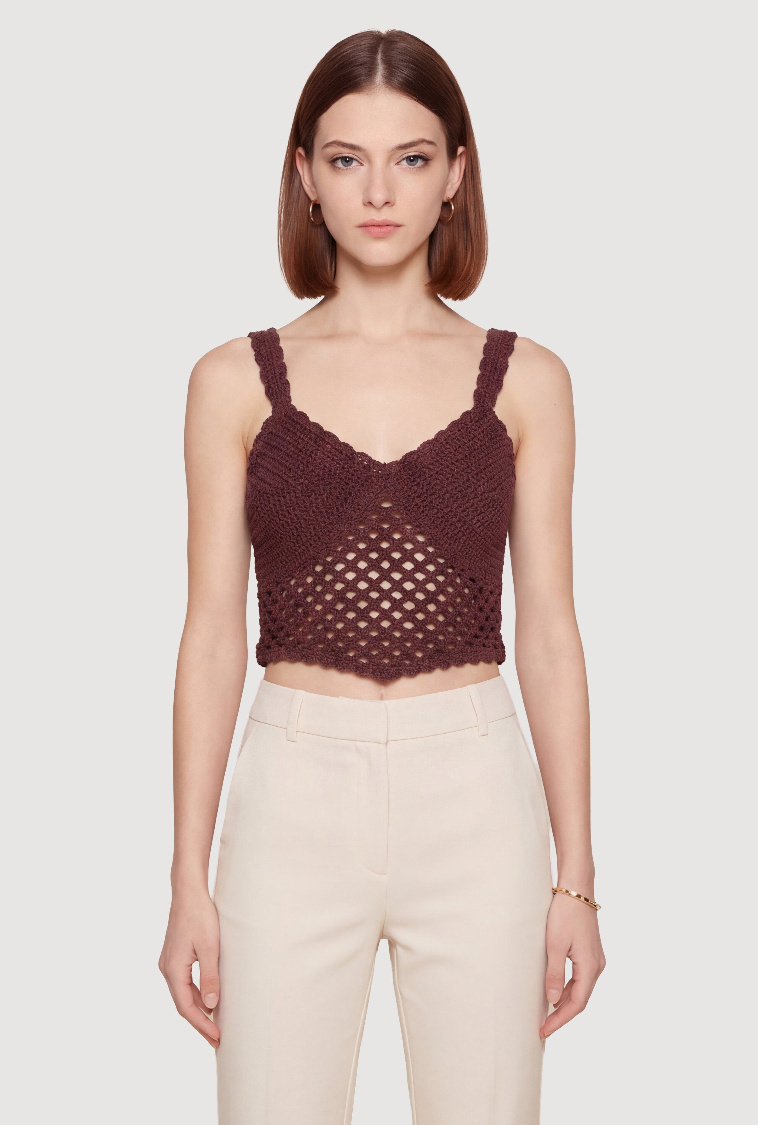 Solid Crochet Cropped Tank Top