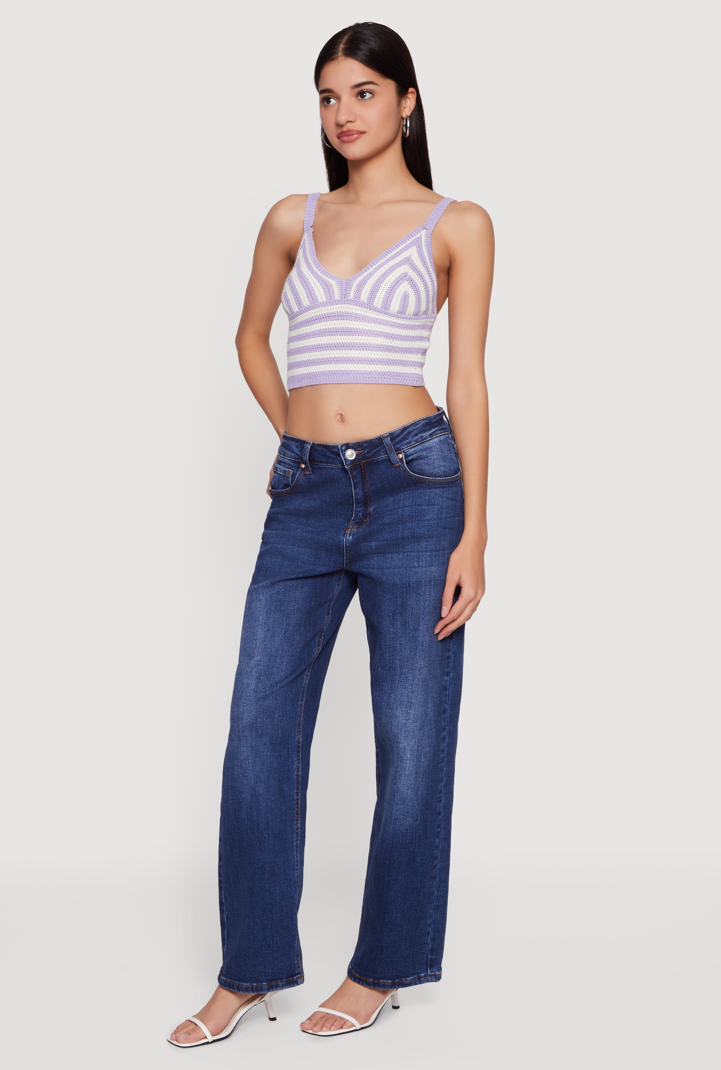 Striped Crochet Bustier Crop Top