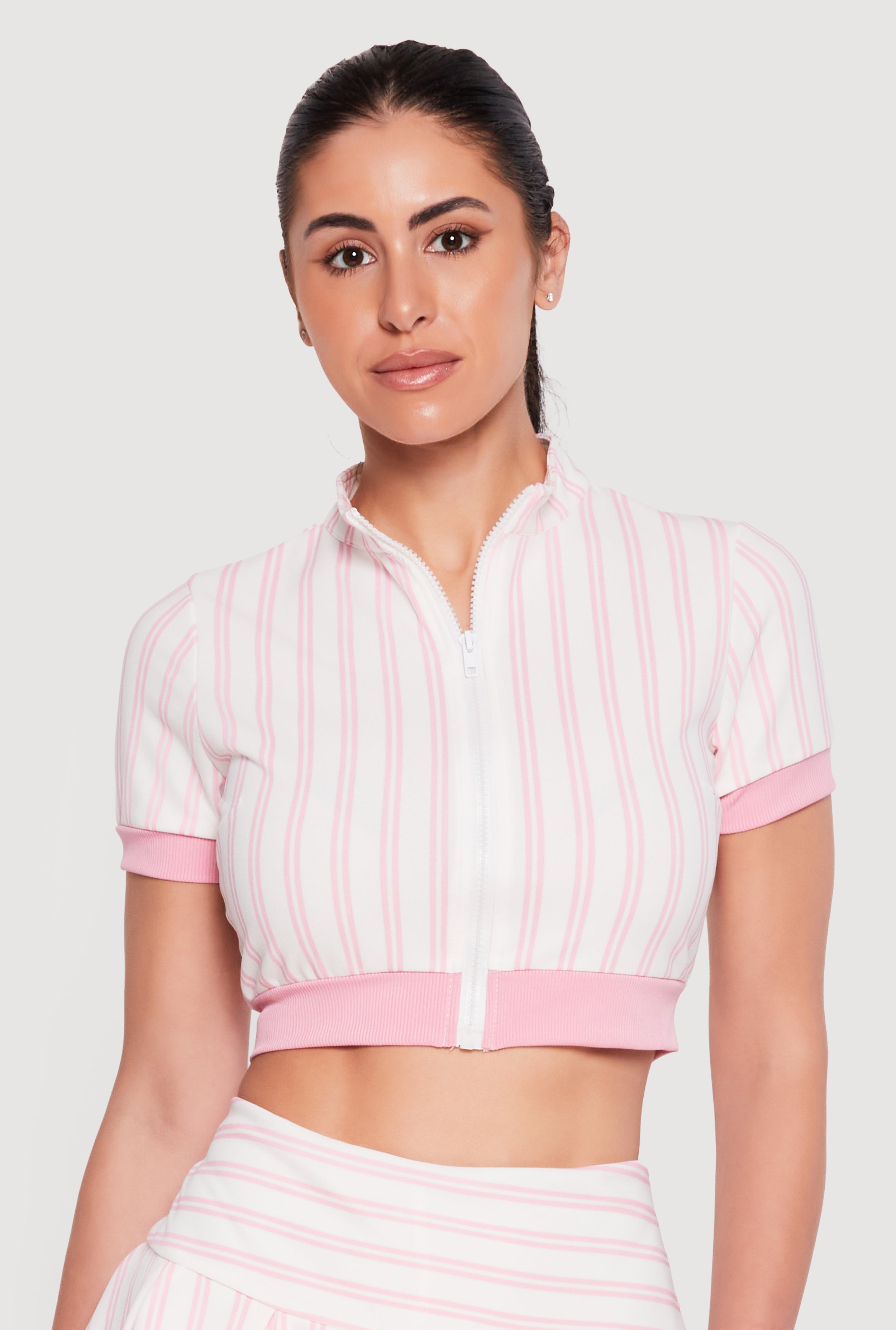 Cropped Ribbed Zip Tops | Rainbow Shops