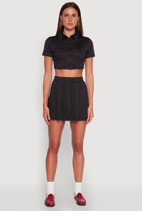 Solid Pleated Skirt