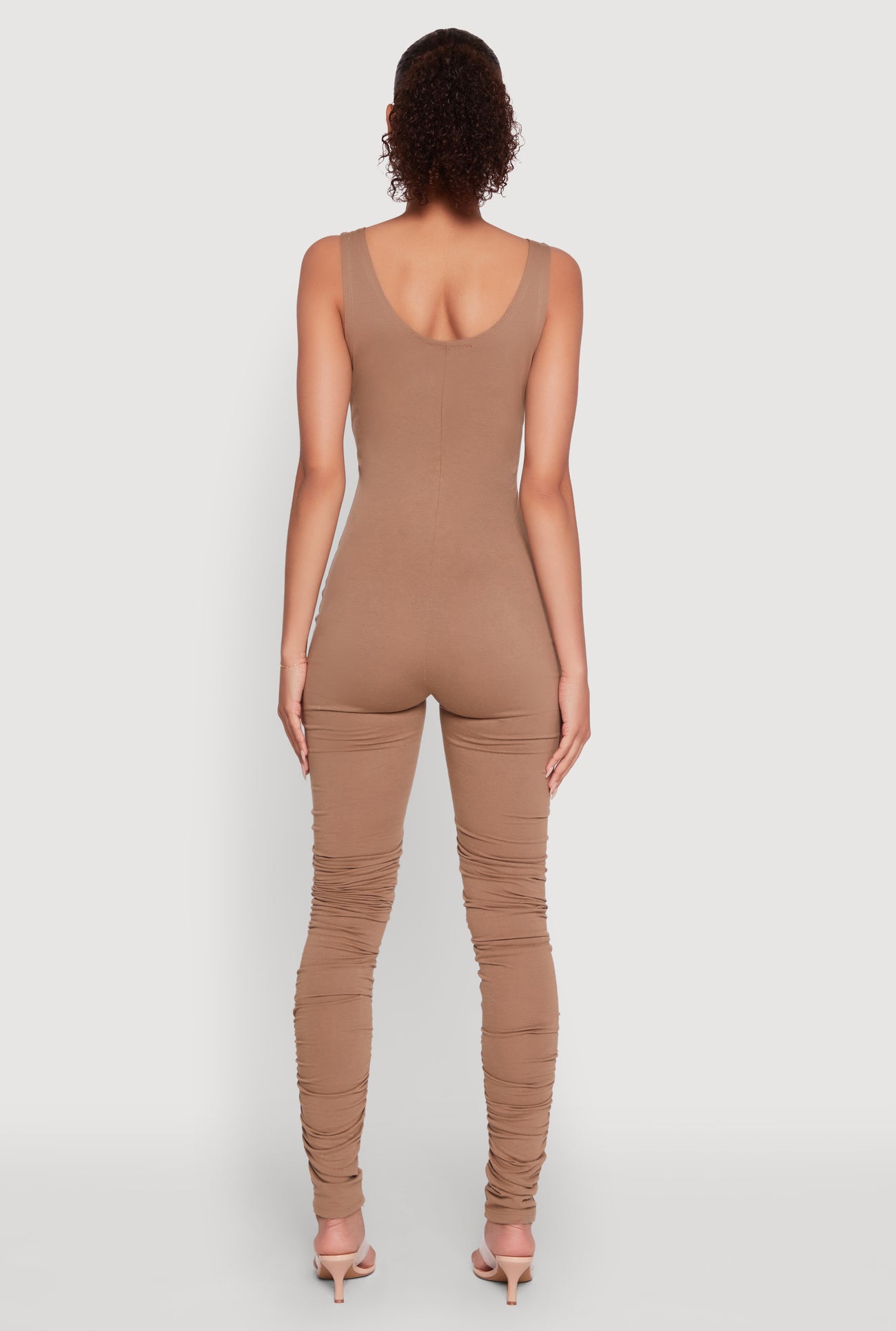 Stylish Scoop Neck Stacked Detail Catsuit