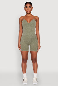 Mineral Wash Ribbed Knit Cami Romper