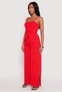 Tie Waist Belted Bustier Jumpsuit