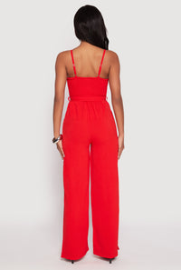 Tie Waist Belted Bustier Jumpsuit