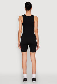 Ribbed Knit Notch Neck Romper