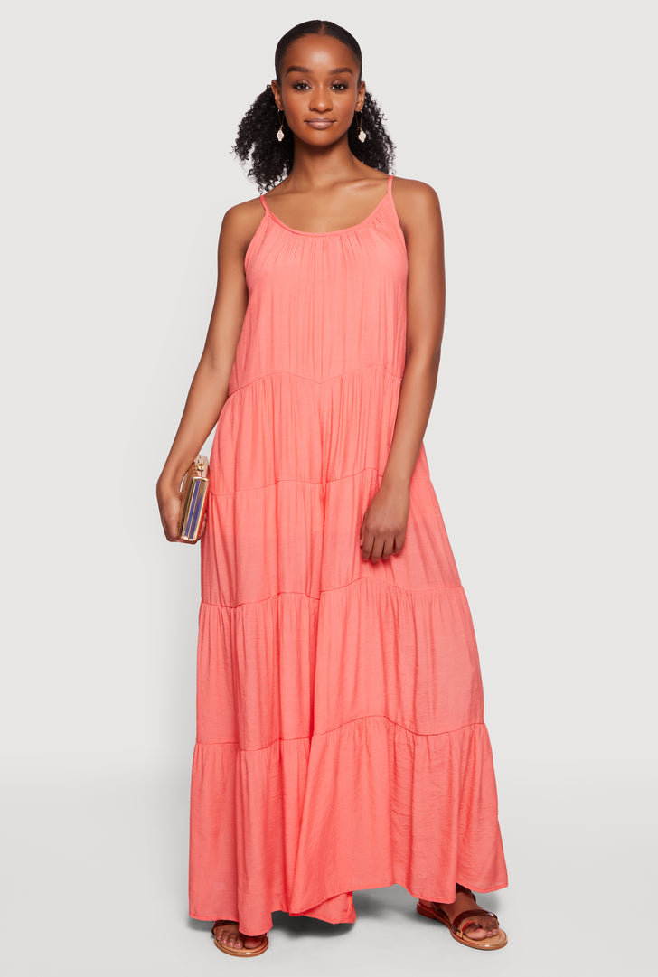 open lace back dress Liming Caribbean Rainbow Orange Multicolor Open Back Maxi Dress Medium