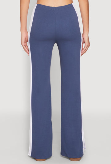 Side Stripe Slit Hem Pintuck Pants
