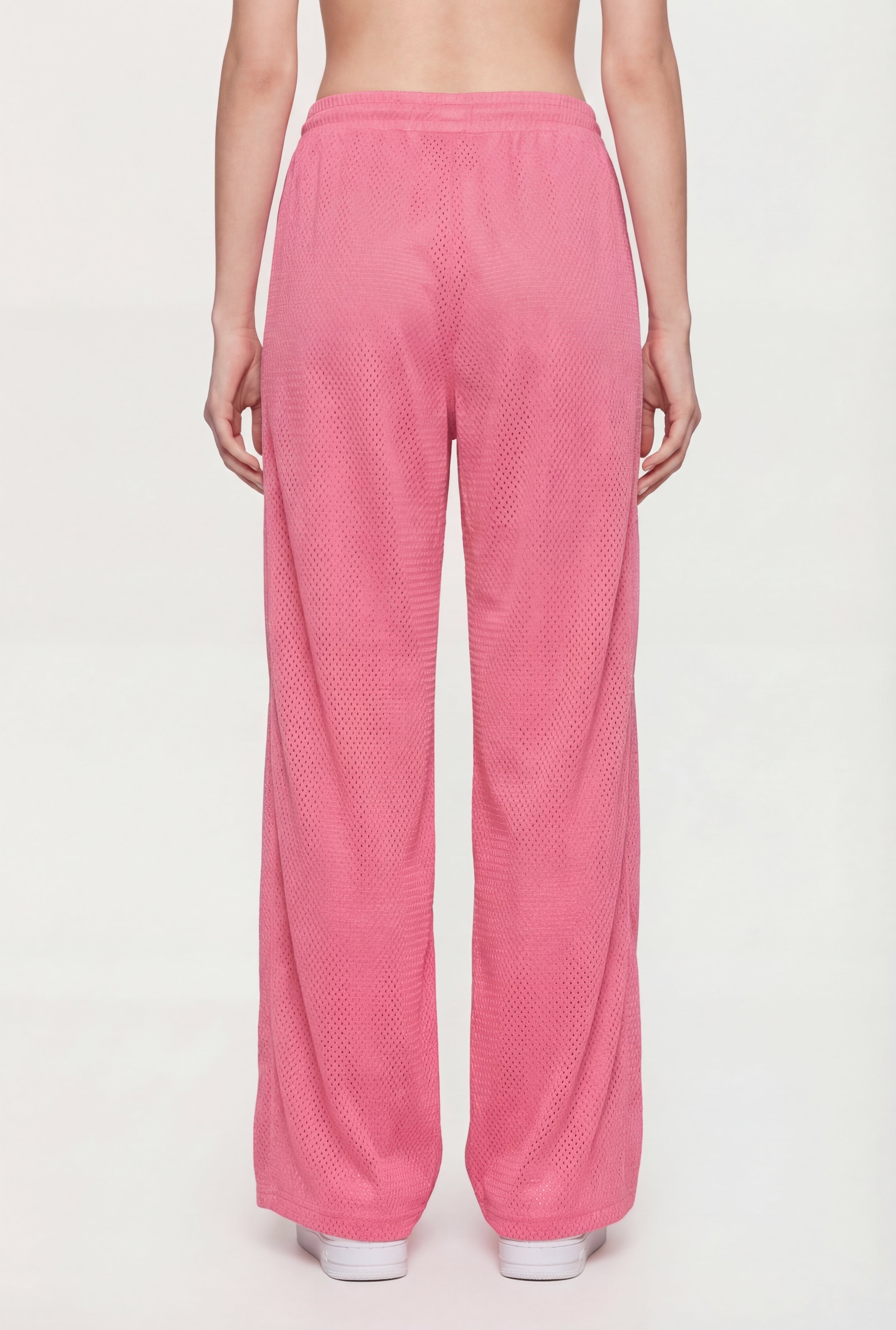 Jersey Mesh Drawstring Waist Wide Leg Pants