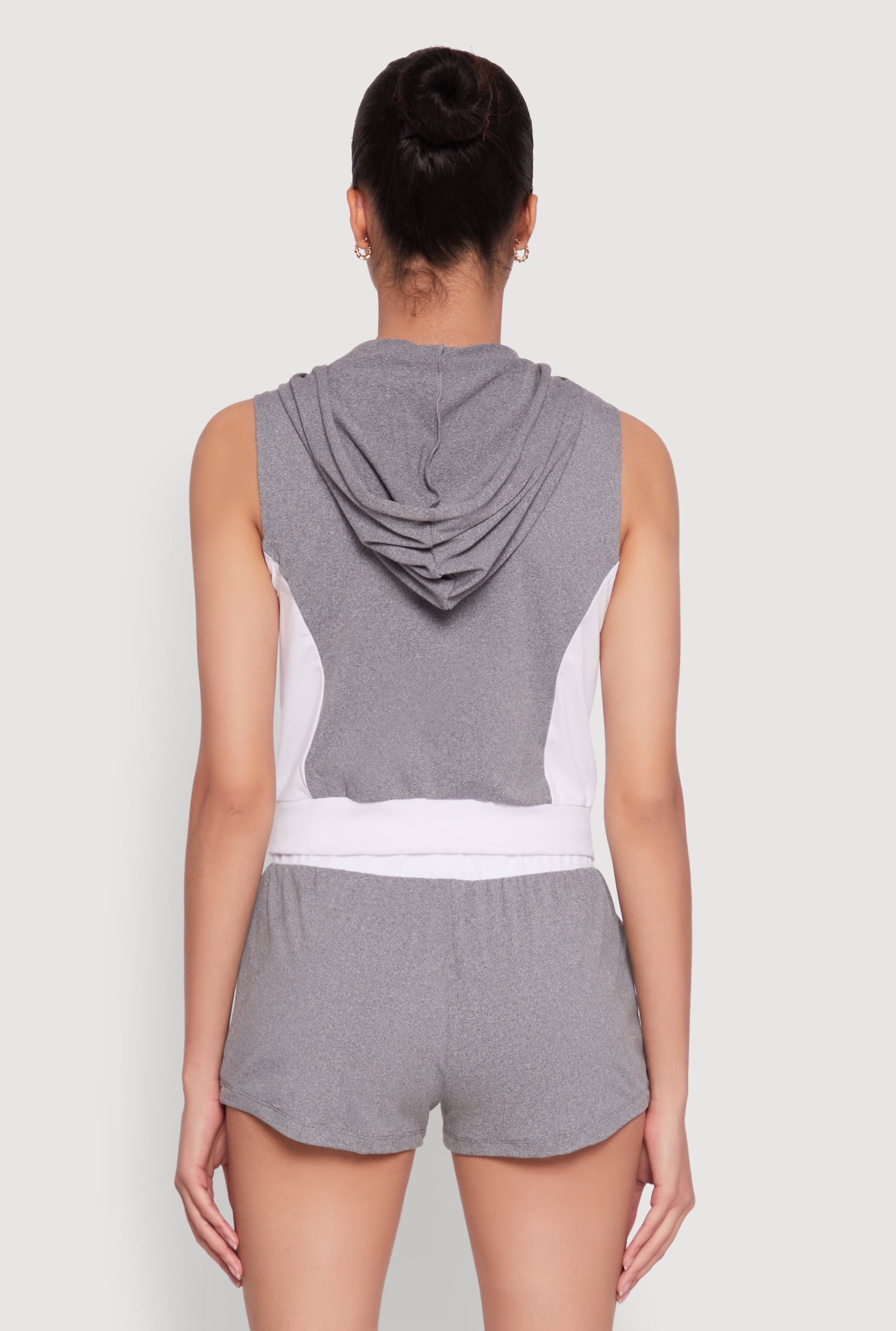 25 Graphic Hooded Zip Front Crop Top