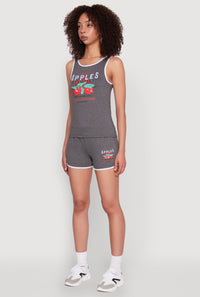 Organic Apples Graphic Tank Top with Contrast Trim