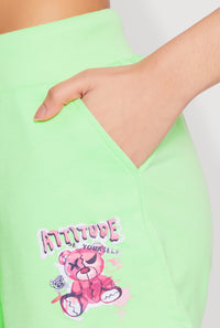 French Terry Bear Graphic Shorts